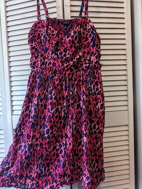 Pink & Blue Leopard Print Sleeveless Strappy Torrid Dress - Plus Size 4X